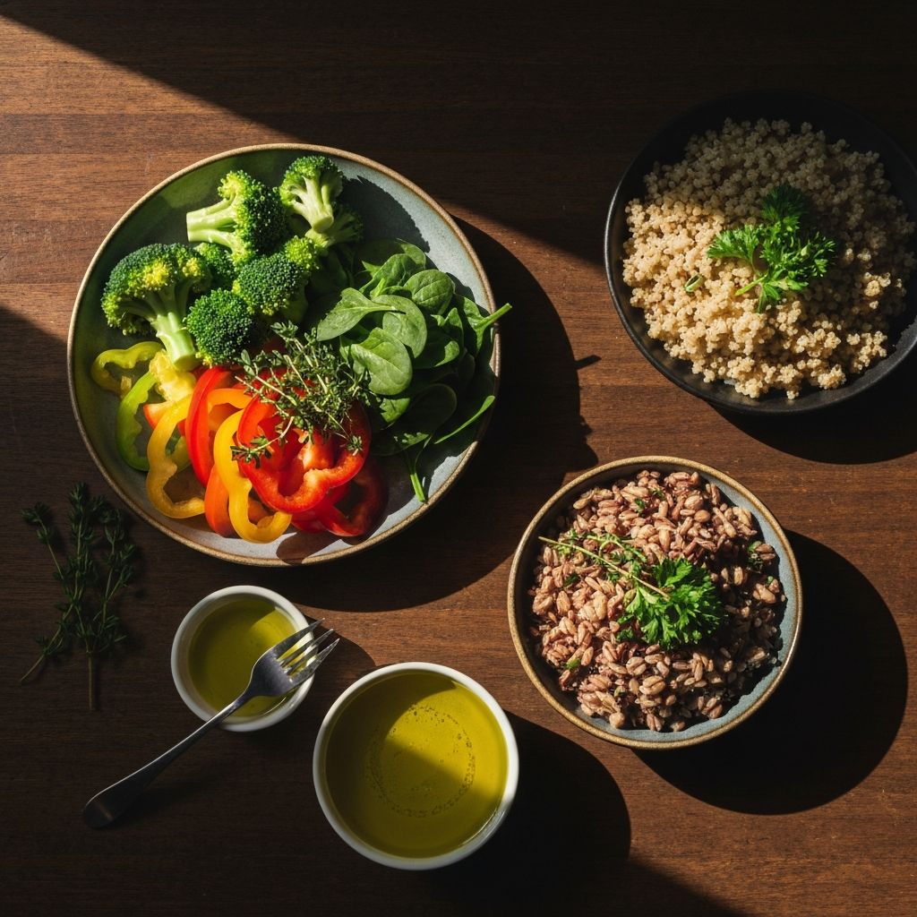 Zdrava hrana - izbor svežeg voća, povrća i proteina sa lepim rezima